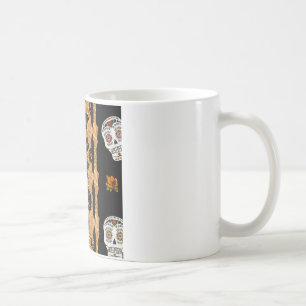 RAB Rockabilly Gold Leopard Print Sugar Skulls Kaffeetasse