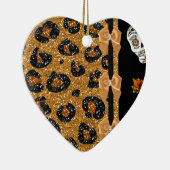 RAB Rockabilly Gold Leopard Print Sugar Skulls Keramik Ornament (Rechts)