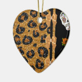 RAB Rockabilly Gold Leopard Print Sugar Skulls Keramik Ornament (Links)