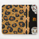 RAB Rockabilly Gold Leopard Print Sugar Skulls Mousepad (Vorne)
