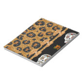 RAB Rockabilly Gold Leopard Print Sugar Skulls Notizblock (Rotiert)