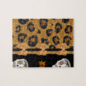 RAB Rockabilly Gold Leopard Print Sugar Skulls Puzzle (Horizontal)