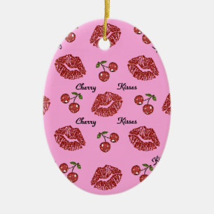 RAB Rockabilly Kirschküsse auf Rosa Keramikornament