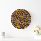 RAB Rockabilly Leopard Print Brown Gold Große Wanduhr (Zuhause)