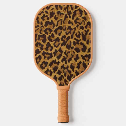 RAB Rockabilly Leopard Print Brown Gold Pickleball Schläger (Vorderseite)