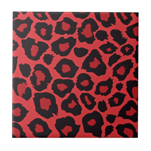RAB Rockabilly Leopard Print Red Black Fliese (Vorderseite)