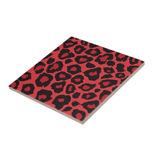 RAB Rockabilly Leopard Print Red Black Fliese (Seite)