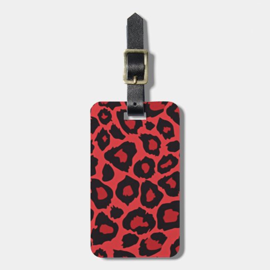 RAB Rockabilly Leopard Print Red Black Gepäckanhänger (Vorderseite vertikal)