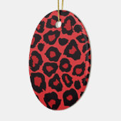 RAB Rockabilly Leopard Print Red Black Keramik Ornament (Links)