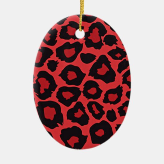 RAB Rockabilly Leopard Print Red Black Keramik Ornament (Vorne)