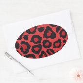 RAB Rockabilly Leopard Print Red Black Ovaler Aufkleber (Umschlag)