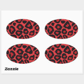 RAB Rockabilly Leopard Print Red Black Ovaler Aufkleber (Blatt)