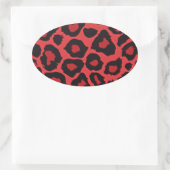 RAB Rockabilly Leopard Print Red Black Ovaler Aufkleber (Tasche)