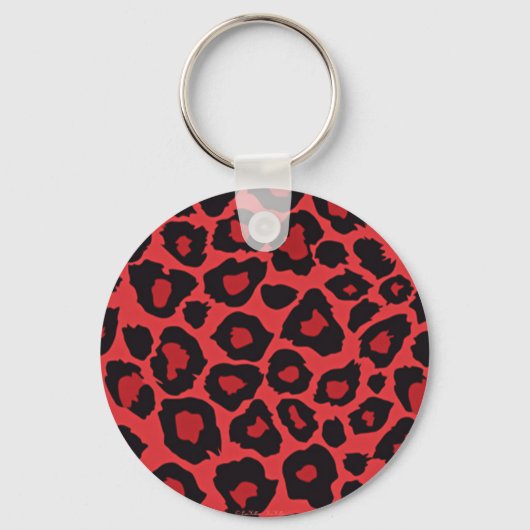 RAB Rockabilly Leopard Print Red Black Schlüsselanhänger (Vorderseite)
