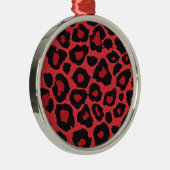 RAB Rockabilly Leopard Print Red Black Silbernes Ornament (Rechts)