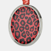 RAB Rockabilly Leopard Print Red Black Silbernes Ornament (Links)