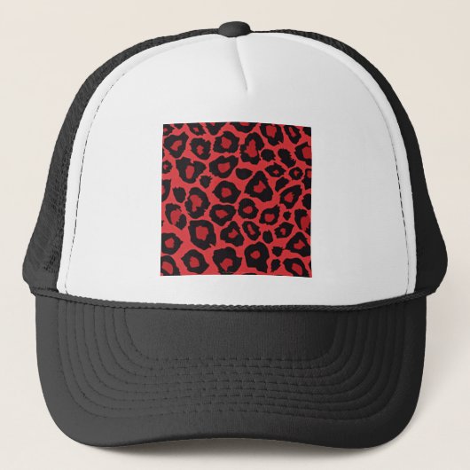 RAB Rockabilly Leopard Print Red Black Truckerkappe (Vorderseite)
