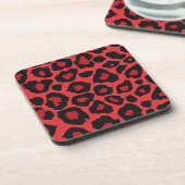RAB Rockabilly Leopard Print Red Black Untersetzer (Linke Seite)
