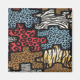 RAB Rockabilly Leopard Zebra Puzzle Druck Geschenk Magnet