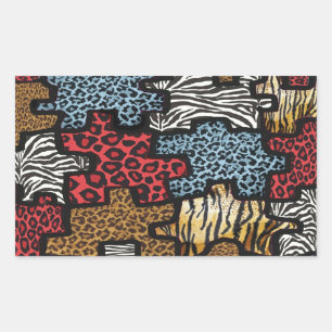 RAB Rockabilly Leopard Zebra Puzzle Druck Geschenk Rechteckiger Aufkleber