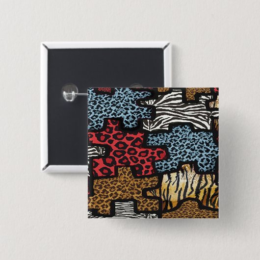 RAB Rockabilly Leopard Zebra Puzzle Druckgeschenke Button (Vorne & Hinten)