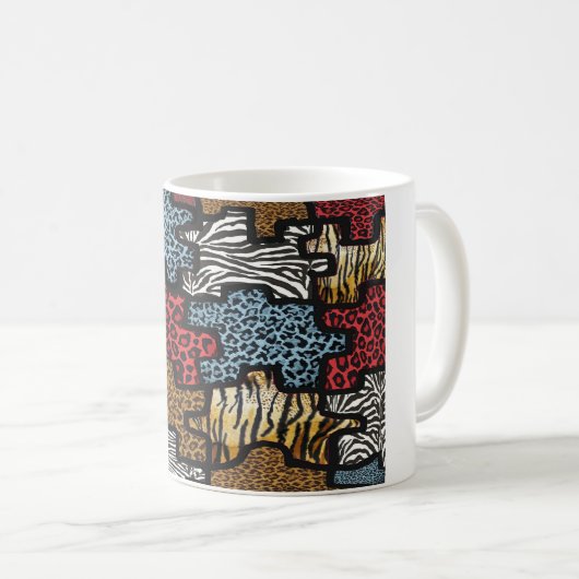 RAB Rockabilly Leopard Zebra Puzzle Druckgeschenke Kaffeetasse (VorderseiteRechts)