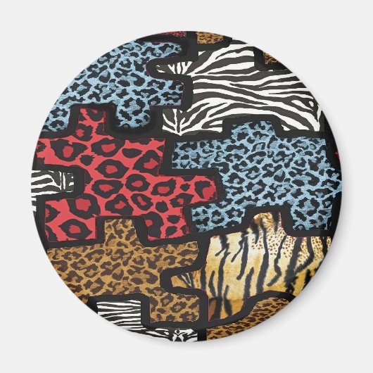 RAB Rockabilly Leopard Zebra Puzzle Druckgeschenke Magnet (Vorne)