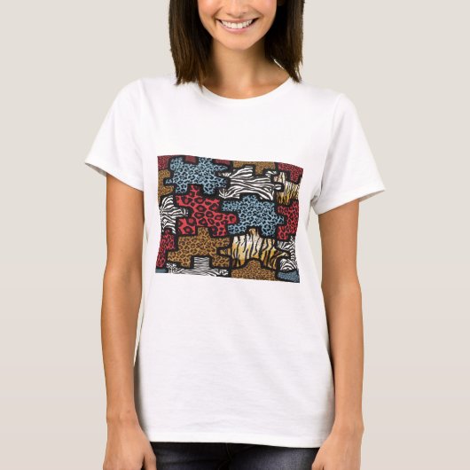 RAB Rockabilly Leopard Zebra Puzzle Druckgeschenke T-Shirt (Vorderseite)