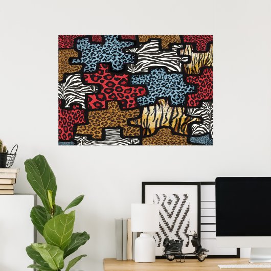 RAB Rockabilly Leopard Zebra Puzzle Print Poster (Heimbüro)