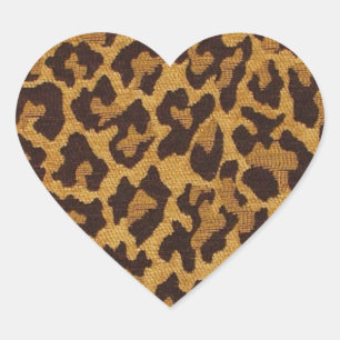 RAB Rockabilly Leopardenprint Braun Gold Herz-Aufkleber