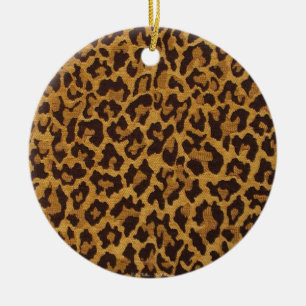 RAB Rockabilly Leopardenprint Braun Gold Keramik Ornament