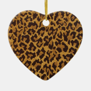 RAB Rockabilly Leopardenprint Braun Gold Keramik Ornament