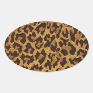 RAB Rockabilly Leopardenprint Braun Gold Ovaler Aufkleber