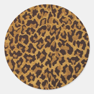 RAB Rockabilly Leopardenprint Braun Gold Runder Aufkleber