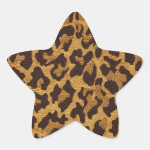 RAB Rockabilly Leopardenprint Braun Gold Stern-Aufkleber