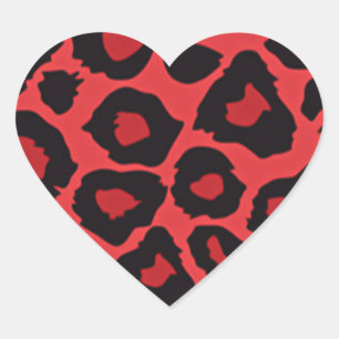 RAB Rockabilly Leopardenprint Rot Schwarz Herz-Aufkleber