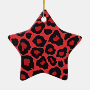 RAB Rockabilly Leopardenprint Rot Schwarz Keramikornament