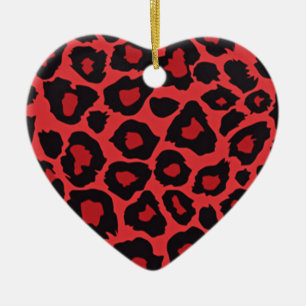 RAB Rockabilly Leopardenprint Rot Schwarz Keramikornament