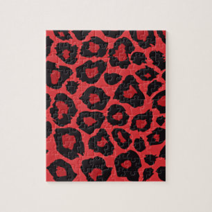RAB Rockabilly Leopardenprint Rot Schwarz Puzzle