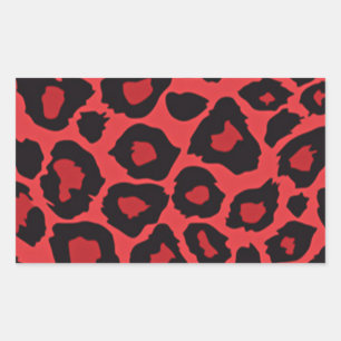 RAB Rockabilly Leopardenprint Rot Schwarz Rechteckiger Aufkleber