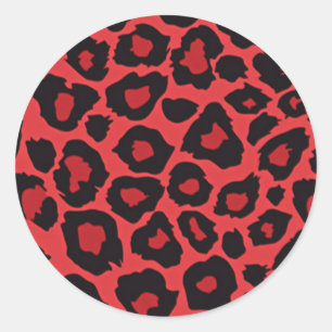 RAB Rockabilly Leopardenprint Rot Schwarz Runder Aufkleber