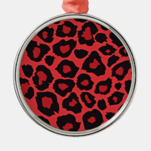 RAB Rockabilly Leopardenprint Rot Schwarz Silbernes Ornament