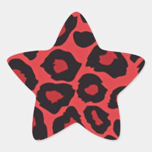 RAB Rockabilly Leopardenprint Rot Schwarz Stern-Aufkleber