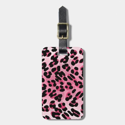 RAB Rockabilly Pink Cheetah Print Gepäckanhänger (Vorderseite vertikal)