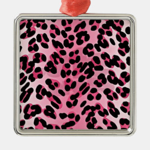 RAB Rockabilly Pink Cheetah Print Silbernes Ornament
