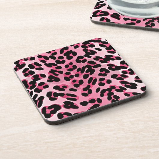 RAB Rockabilly Pink Cheetah Print Untersetzer (Linke Seite)