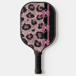 RAB Rockabilly Pink Leopard Print Ribbon Bow Pickleball Schläger