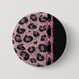 RAB Rockabilly Pink Leopard Print Ribbon Bows Button