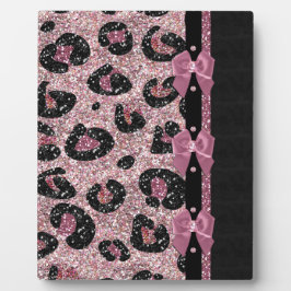 RAB Rockabilly Pink Leopard Print Ribbon Bows Fotoplatte