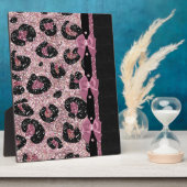 RAB Rockabilly Pink Leopard Print Ribbon Bows Fotoplatte (Seite)